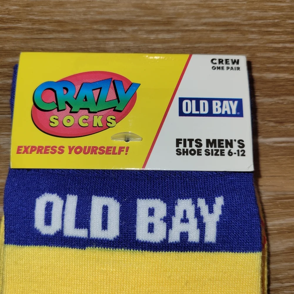2 Pairs Crazy Socks Mens Yellow Crab Mid Calf Crew Socks For All Seasons Sz 6-12